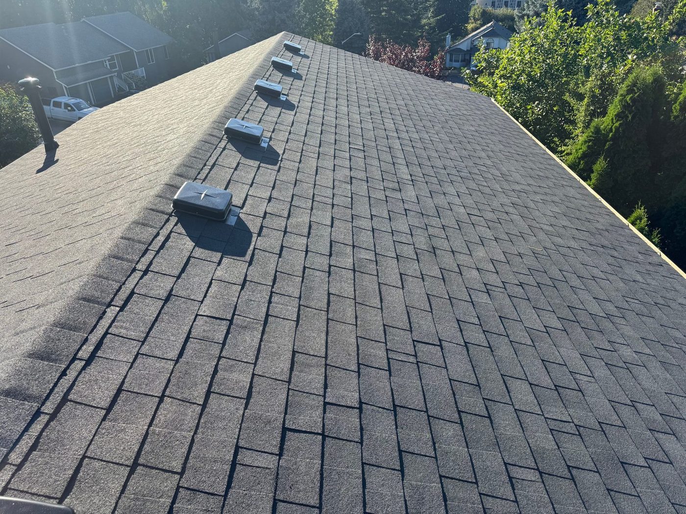 Completed asphalt shingle roof replacement in the Portland metro