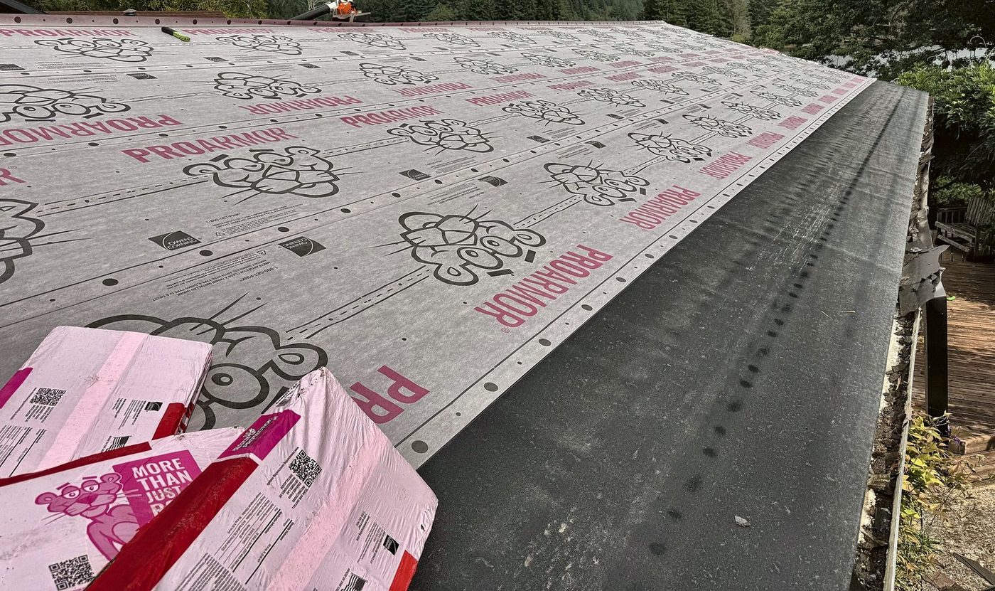 Owens Corning ProArmor synthetic underlayment and self-adhered eave membrane dried in before shingle installation