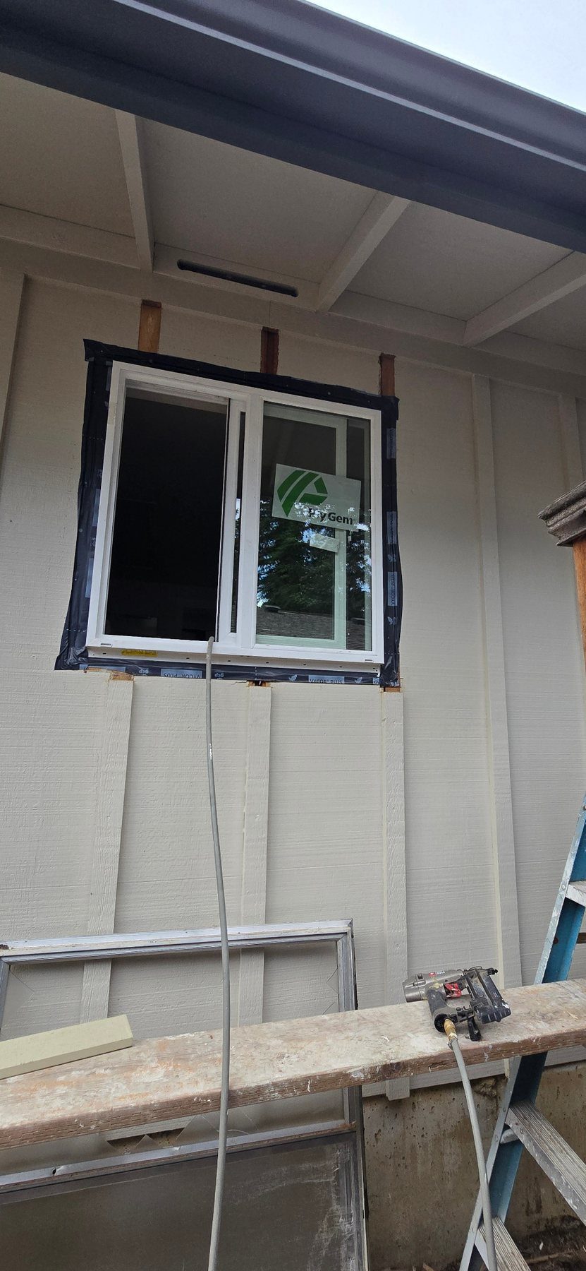 New replacement window installed and trimmed on the exterior